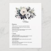 Zwart en wit bloemen bruiloft menu (Voorkant)