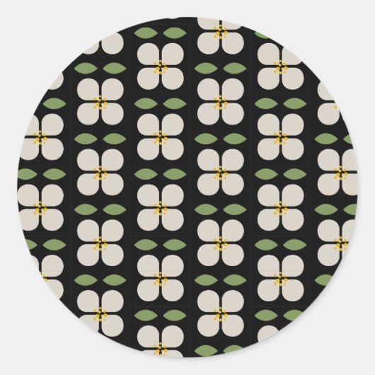 Zwart en wit bloemen sticker - Bloom & Stick (Voorkant)