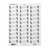 Zwart en wit bloemendamask retouradres etiket (Full Sheet)