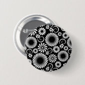 zwart en wit bloemenmotief knoopje ronde button 5,7 cm (Voorkant /achterkant)