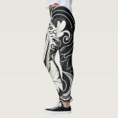 Zwart en wit bloemenprint leggings (Links)