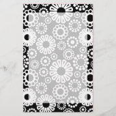 Zwart en wit bloemmotief briefpapier (Voorkant)