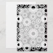 Zwart en wit bloemmotief briefpapier (Voorkant / Achterkant)