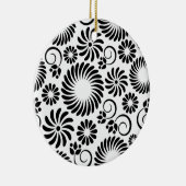 Zwart en wit bloemmotief keramisch ornament (Rechts)
