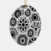 Zwart en wit bloemmotief keramisch ornament (Rechts)