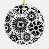 Zwart en wit bloemmotief keramisch ornament (Achterkant)