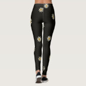 Zwart en wit bloemmotief leggings (Achterkant)