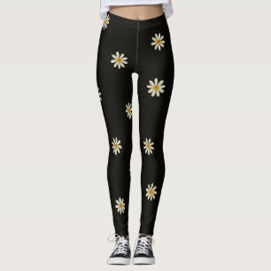 Zwart en wit bloemmotief leggings