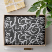 Zwart en wit bloemmotief tissuepapier (Geschenk)