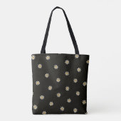 Zwart en wit bloemmotief  tote bag (Achterkant)