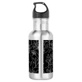 Zwart en wit bloemmotief waterfles (Achterkant)