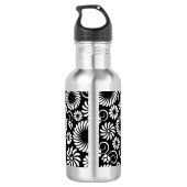 Zwart en wit bloemmotief waterfles (Achterkant)