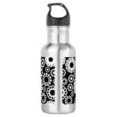 Zwart en wit bloemmotief waterfles  (Achterkant)