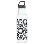 Zwart en wit bloemmotief waterfles  (Voorkant)