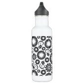 Zwart en wit bloemmotief waterfles  (Rechts)