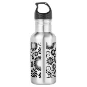 Zwart en wit bloemmotief waterfles (Achterkant)