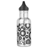 Zwart en wit bloemmotief waterfles (Links)