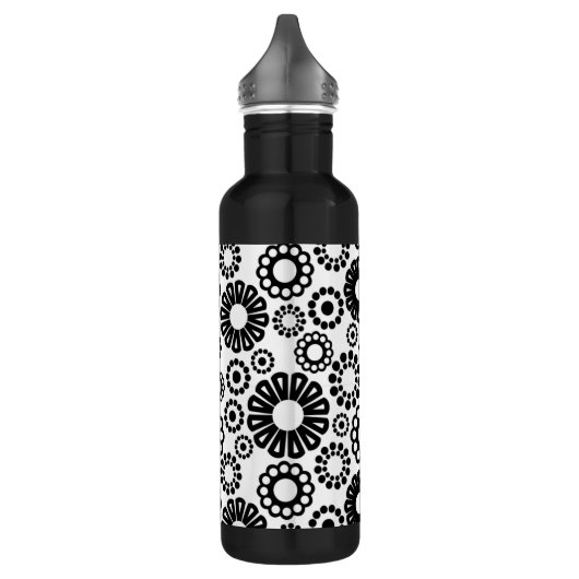Zwart en wit bloemmotief waterfles (Links)