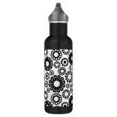 Zwart en wit bloemmotief waterfles  (Rechts)