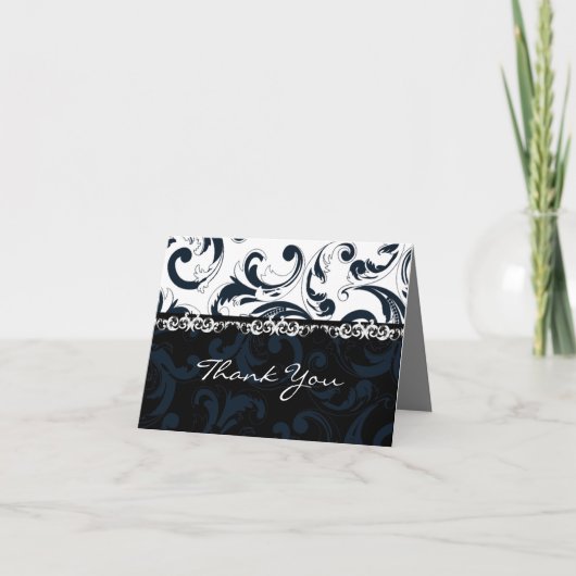 Zwart en Wit Bloemstuk Dank Je Wel Bedankkaart (Voorkant)