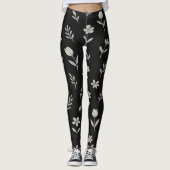 Zwart en Wit Boho-ontwerp Leggings (Voorkant)