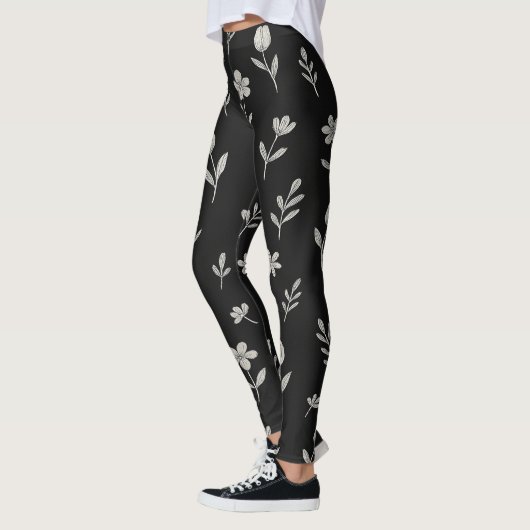 Zwart en Wit Boho-ontwerp Leggings (Links)