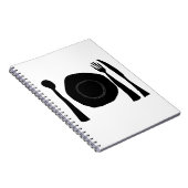 Zwart en wit bord en bestek notitieboek (Rechterzijde)