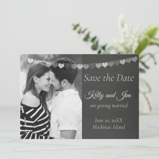 Zwart en wit bord Foto opslaan Datum (Staand voorkant)