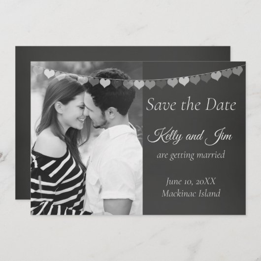 Zwart en wit bord Foto opslaan Datum (Voorkant / Achterkant)