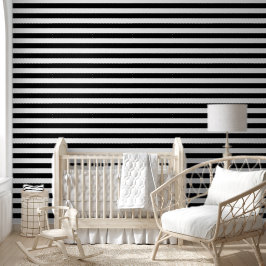Zwart en wit brede horizontale strepen behang