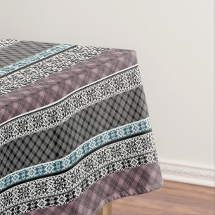 Zwart en wit bruine patchwork kant tafelkleed
