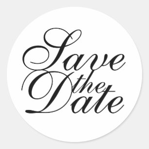 Zwart en wit bruisend huwelijk sparen de Datum Ronde Sticker