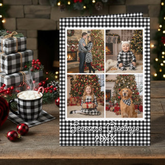 Zwart en Wit Buffalo geruit eigen naam en tekst Kaart