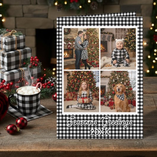 Zwart en Wit Buffalo geruit eigen naam en tekst Kaart