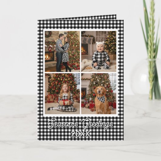 Zwart en Wit Buffalo geruit eigen naam en tekst Kaart (Voorkant)