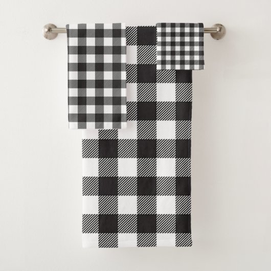 Zwart en wit Buffalo geruite badhanddoek Bad Handdoek (Insitu)