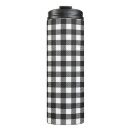 Zwart en wit Buffalo geruite reismokkop tumbler Thermosbeker