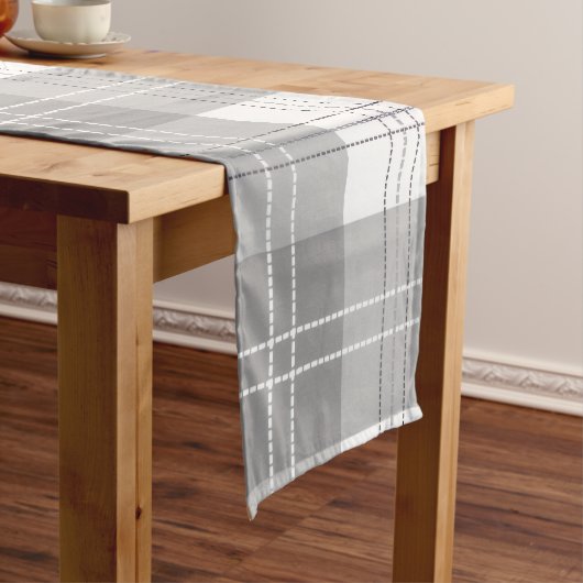 Zwart en wit Buffalo Plaid Korte Tafelloper (Voorbeeld)