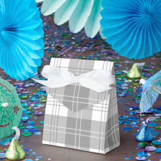 Zwart en wit buffelplaid bedankdoosjes (Feest)
