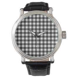 Zwart en wit buffelplaid horloge