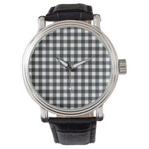 Zwart en wit buffelplaid horloge