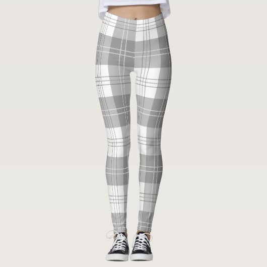 Zwart en wit buffelplaid leggings (Voorkant)