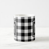 Zwart en wit buffelplaid met monogram koffiemok (Center)