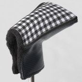 Zwart en wit buffelplaid putterhoes golfheadcover (3/4 voorkant)
