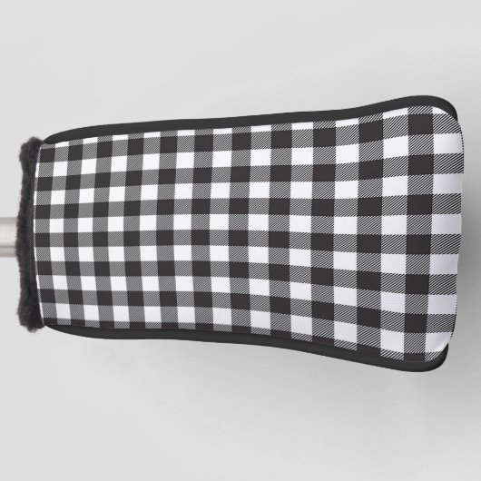 Zwart en wit buffelplaid putterhoes golfheadcover (Voorkant)