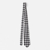 Zwart en wit buffelruitpatroon geruite trendy here stropdas (Achterkant)