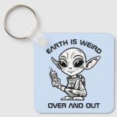 Zwart en wit buitenaards wezen  sleutelhanger (Voorkant)