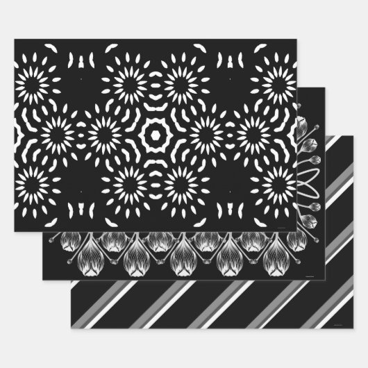Zwart en Wit Cadeaupapier Set van 3 (Set)