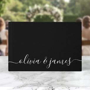 Zwart en Wit Calligrafie Schrift Huwelijk Gastenboek
