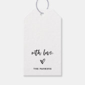Zwart en wit Casual script en hart met liefde Cadeaulabel (Voorkant)